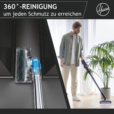 Акумуляторний пилосос Hoover 360° з LED, бездротовий для всіх типів підлоги, насадка Anti-Twist проти намотування волосся, 1200 POWERTIME, модель HF410H