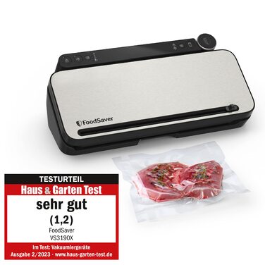 Вакууматор для продуктів FoodSaver VS3190X багатофункціональна система вакуумування, сріблястий (ручний пристрій, рулон, пакети)