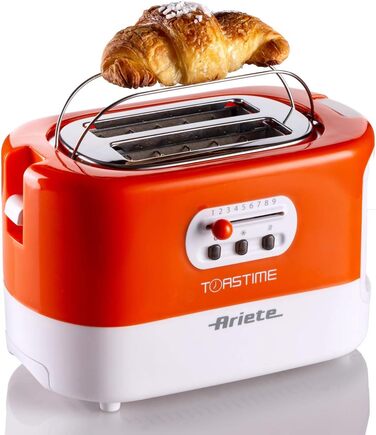 Тостер Ariete 159 Toasttime, 2 скибки, 700 Вт, 9 режимів, біло-оранжевий
