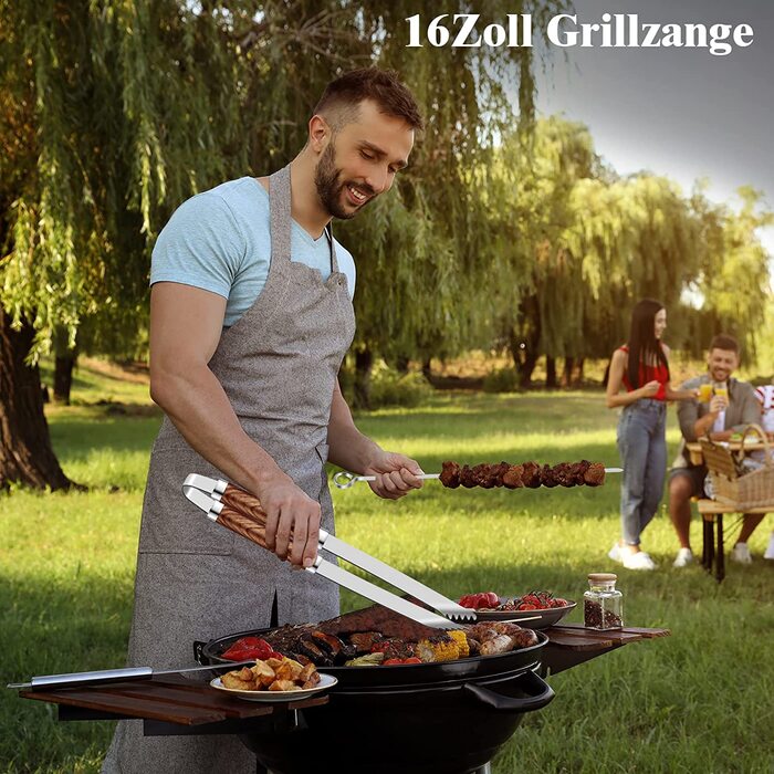 Набір гриль аксесуарів зі сталі 26 шт. Преміум якість, BBQ-гриль посуд у кейсі. Ідеальний подарунок для чоловіків з термометром.