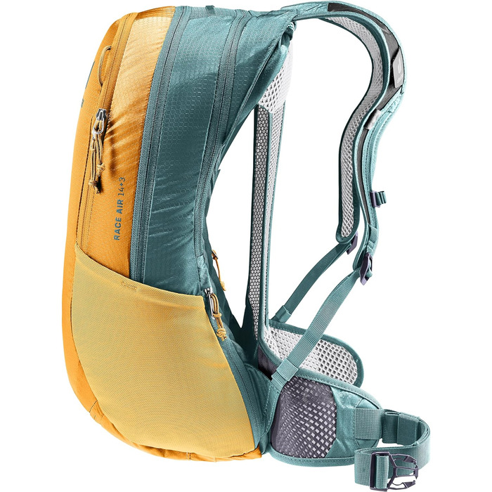 Велосипедний рюкзак Deuter Race Air 14+3 л, коричнево-синій, вентиляція спини
