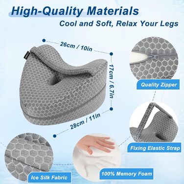 Ергономічна ортопедична подушка між колін з ефектом пам'яті (Memory Foam) для ніг, стегон та спини, підтримуюча подушка для вагітних, зі знімним чохлом що миється