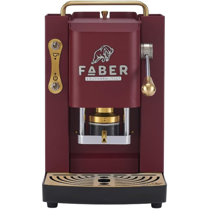 Кавомашина Faber Deluxe 3.0 ESE 44мм, червоний (Cherry Red). Електрична, з резервуаром 1л та регульованим пресом для кавових таблеток
