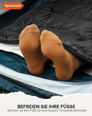 Спальний мішок Sportneer Outdoor у формі ковдри, 220x80 см, чорний, 2 кг