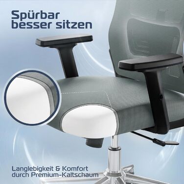 Офісний стілець CleverSeat Ergonomisch [TESTSIEGER] з регулюваннями, поворотний, до 150 кг | Комп'ютерне крісло для дому та геймінгу