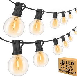 Гірлянда світлова LED 30,5м для вулиці, димована, G40, 52 лампи, вологозахищена, куляста форма, тепле світло 2700K