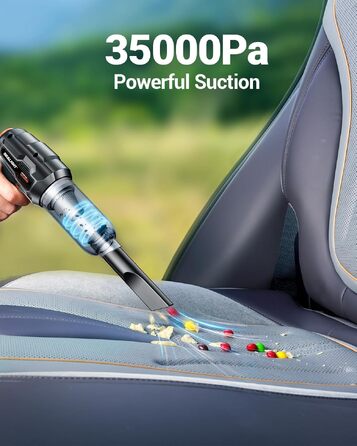 SEALIGHT Автомобільний акумуляторний пилосос бездротовий 35000 Па з двома акумуляторами, щітковим мотором, для авто, шерсті тварин, дивана - 60 хв роботи