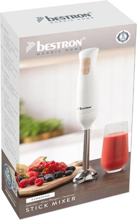 Блендер занурювальний Bestron Stabmixer з 2 швидкостями, нержавіюча сталь, сріблястий/білий