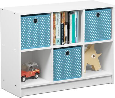 Книжкова шафа Furinno Basic на 6 відділень з 3 вставками, біло-блакитна, 30,23x30,23x59,94 см