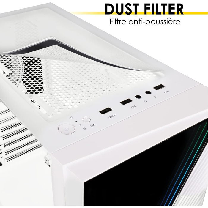 Ігровий корпус для ПК Empire Gaming Crystal, ARGB, середній Tower, ATX/Micro ATX/ITX, 3D-дзеркальний ефект, адресований RGB-вентилятор 120 мм, білий