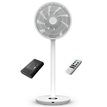 Duux Whisper Flex 2 Smart Вентилятор: тихий (13 дБ), нічний режим, таймер, регульована висота (54-92 см), енергоефективний, з Wi-Fi та пультом (білий, з акумулятором)