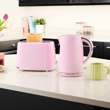 Тостер Russell Hobbs Eden для 2 скибок, рожевий - 6 режимів підсмажування, розморожування, підігрів, підйом, лоток для крихт, тримач для булочок