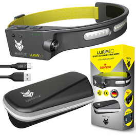 AMAFOX LUNA SPORT 2022 — LED налобний ліхтар для бігу, з заднім світлом і відбивачем, акумуляторний, надлегкий та зручний, антрацит