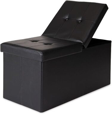 Банкетка з відкидною кришкою Dibea 76x38x38 см, чорна екошкіра