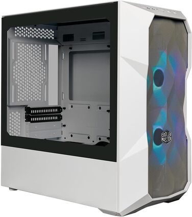 Корпус Cooler Master TD300 Mesh White Mini-Tower для Micro-ATX/Mini-ITX, білий, із сітчастою передньою панеллю для покращеного повітряного потоку, 2 ARGB-вентилятори 120 мм, бічна панель із загартованого скла, знімна верхня кришка, ARGB/PWM-хаб