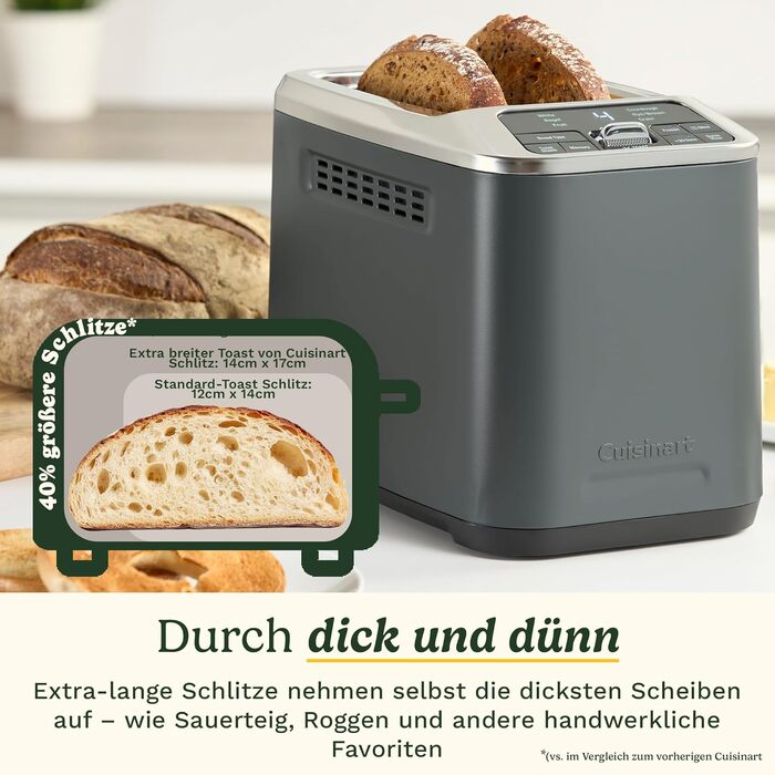 Тостер Cuisinart Smart Elite на 2 тости | Довгі слоти для хліба, пам'ять налаштувань, підйом тостів, режим для булок, розморожування + Boost