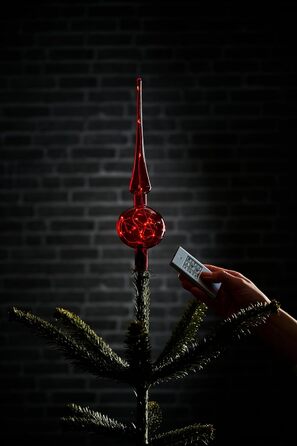 Скляна верхівка на ялинку Lumix з червоним LED, 29 см, ручна робота, гірлянда, новорічна прикраса, 1 шт, Німеччина