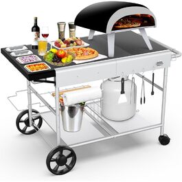 Гриль-возна тележка Denmay для Weber Q, Ninja Woodfire, піци, з великою робочою поверхнею