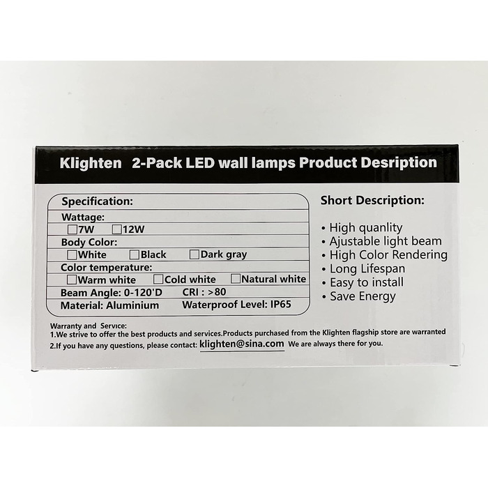 Klighten LED бра 12 Вт, настінні світильники для внутрішніх і зовнішніх робіт, регульований світловий потік вгору-вниз, тепле біле світло 3000K, IP65, антрацит RAL 7016, комплект 2 шт, для вітальні, спальні, балкона