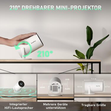 Проектор XuanPad з WiFi та Bluetooth, 30000L, 1080P, обертання 210°, автоматичне вирівнювання зображення, захист від пилу та теплообмін, сертифікований Netflix