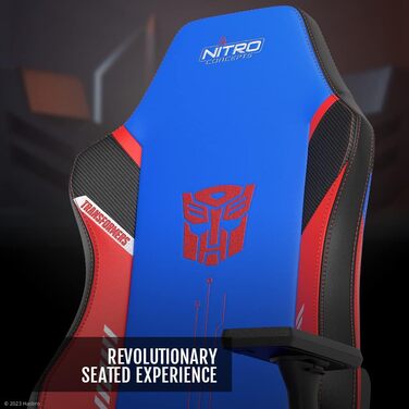 Ігрове крісло NITRO CONCEPTS X1000 Transformers Optimus Prime, ергономічне, з регульованими підлокітниками, поперековою підтримкою, PU-шкіра, червоно-синє, розмір XL