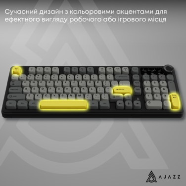 Бездротова клавіатура Ajazz AF98 PLUS Black Gray Yellow (AF98-PLUS-BGY)