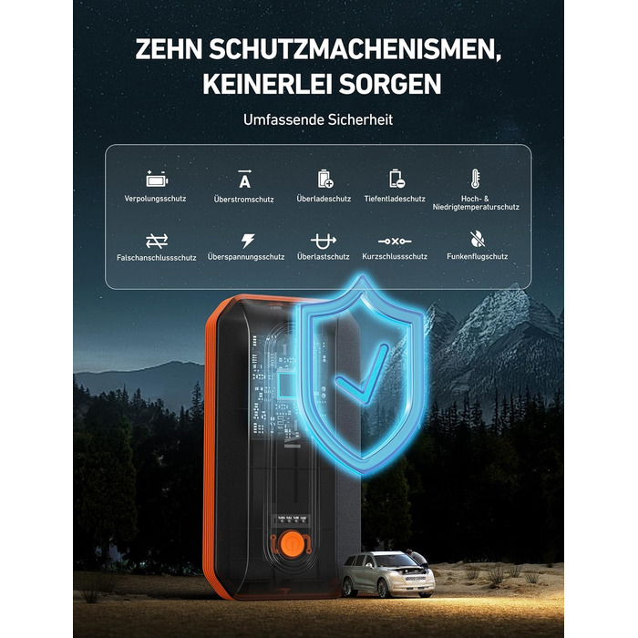 Powerbank AstroAI B8 для автомобіля: пускова станція, 7.0L бензин/5.5L дизель, LED, QC 3.0 USB, 12V