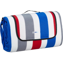 Пікнік-ковдра Relaxdays XXL 200x300 см, водонепроникна, з ручкою, флісова смугаста для пляжу, різнокольорова