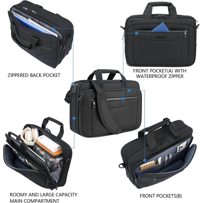 Сумка для ноутбука VANKEAN Premium Briefcase, чохол-кейс для ноутбука до 15.6 дюймів, чорний