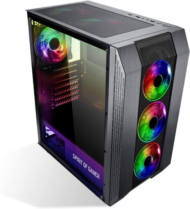 Ігровий корпус SPIRIT OF GAMER Rogue VI ATX/mATX/ITX з гартованим склом, 4 адресовані RGB LED вентилятори 120 мм, сумісний з Aura/MSI Mystic/ASROCK 3Pin