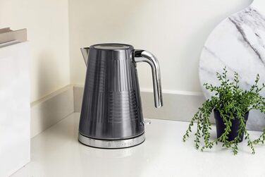 Тостер Russell Hobbs Geo Edelstahl Grau на 2 тости, нержавіюча сталь, сірий. Широкі слоти, підставка для булочок, 6 режимів, розморожування, підігрів, швидкий нагрів 1640 Вт