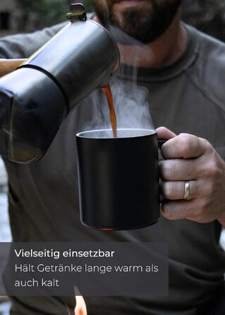 Набір термочашок LAMBDA COFFEE з ручкою, нержавіюча сталь, 2x360 мл, двостінна ізоляція для кемпінгу та outdoor, колір Dusk Blue