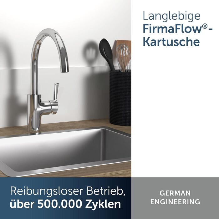 Змішувач кухонний Ideal Standard Alero з висувним душем, поворотний 360°, економія води 12 л/хв, хром (C-вилив)