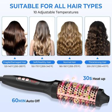 UKLISS Hairstyler 5 в 1: Фен-щітка, плойка, насадки для об'єму та вирівнювання (Рожеве золото)