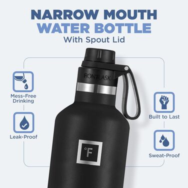Термофляга IRON °FLASK 950 мл з 3 кришками - не протікає, подвійні стінки, ізольована, BPA-free, для спорту, школи, фітнесу, кемпінгу (з носиком)