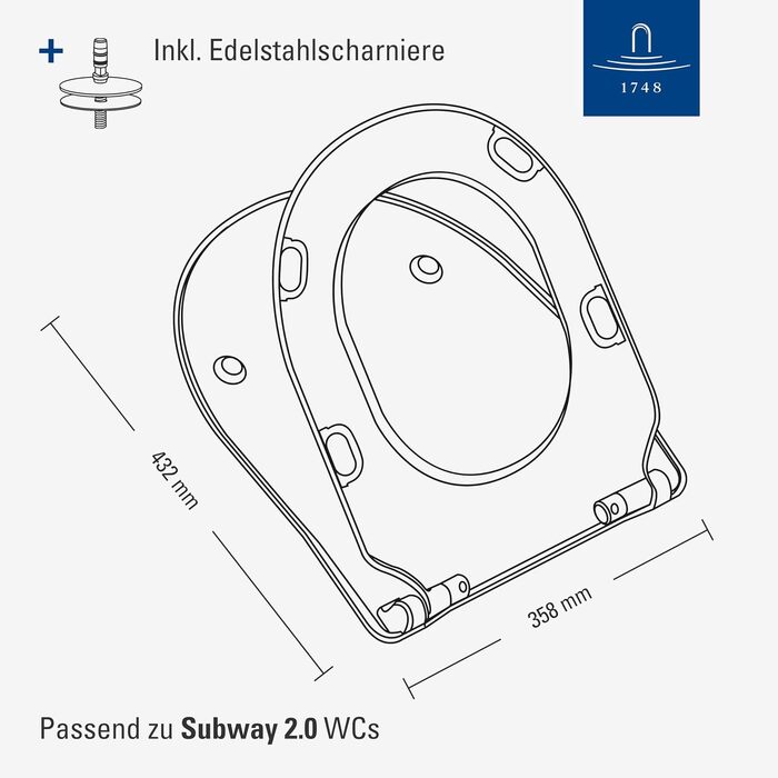 Сидіння для унітазу Villeroy & Boch Subway 2.0 SlimSeat D-подібне, біле глянцеве, з мікроліфтом (Duroplast), 9M68S101