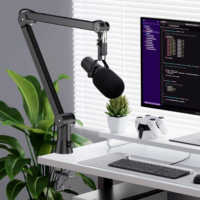 Універсальний пантограф (тримач) для мікрофона YOUSHARES, сумісний з HyperX QuadCast S/2S, Blue Yeti, Rode PodMic, Razer Seiren V3 Mini — для стрімінгу, геймінгу та подкастингу, чорний
