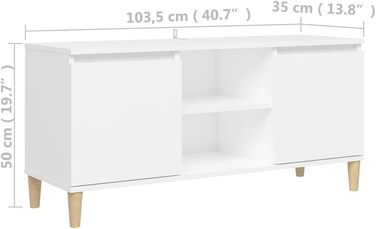 vidaXL ТВ-тумба з масивними ніжками, комод, білий, 103,5x35x50 см