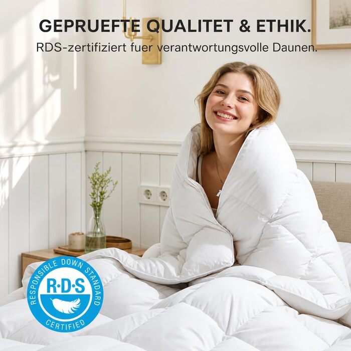 Всесезонна легка ковдра з гусячого пуху 90% (135 x 200 см), біла, Luxury All Year Comfort