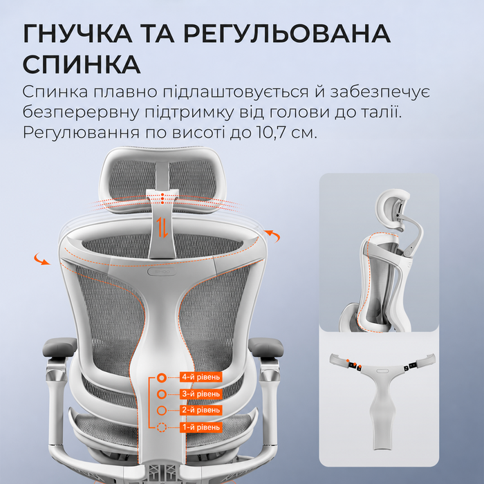Крісло офісне Sihoo DORO C300 Pro Mesh White