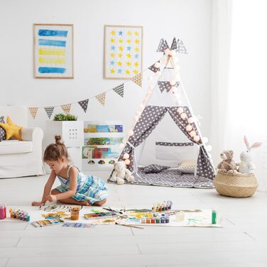 Дитяча книжкова полиця Relaxdays з малюнком хмар, 3 відділення, біла, 60x58x45 см, МДФ