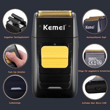 KEMEI Набір для стрижки волосся та бороди (машинка для стрижки, тример, електробритва) KM-1102+2299+2296, USB, акумуляторна