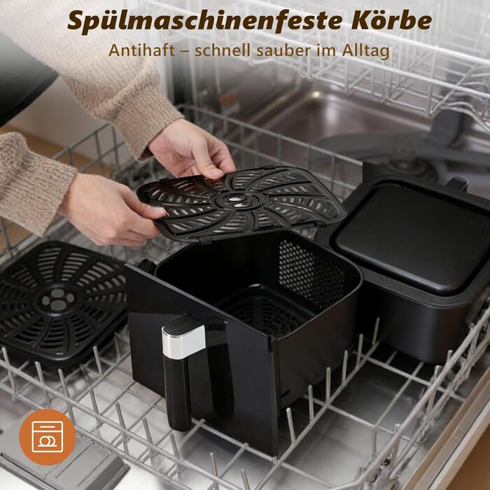Аерофритюрниця Citybee XXL 10L (5L+5L) з двома камерами та вікном, Dual Zone Airfryer 2200W, сенсорне керування, таймер 24г, чорна