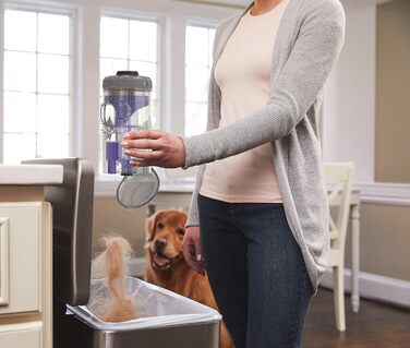 Акумуляторний пилосос BLACK+DECKER 4в1 для дому та тварин, 36В, 2.0А·год, без мішка, з електрощіткою для шерсті, 2в1 щілинна насадка, настінне кріплення, сріблясто-фіолетовий