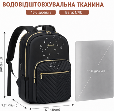 LOVEVOOK Рюкзак для жінок, великий, 15.6 дюймів, для ноутбука, водонепроникний, шкільний, для дівчаток-підлітків, чорний, елегантний, для роботи, для школи, університету, подорожей, 15.6 дюймів, A-чорний