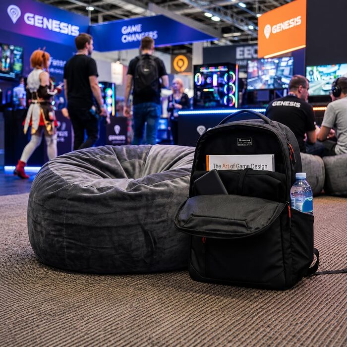 Рюкзак для ноутбука Genesis Pallad 550, 17.3 дюйма, 24 л, 19 кишень, чорний