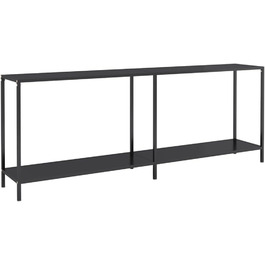 Консольний стіл vidaXL зі скла та сталі, чорний, 200x35x75,5 см – сучасний приставний стіл для коридору, вітальні, з гартованого скла