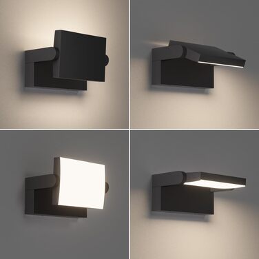 Світильник настінний вуличний LED Klightern 24W, тепле біле світло 3000K, IP65 водонепроникний, поворотний, алюміній, 1500 Лм, чорний