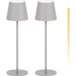 LED-лампа K-Bright 2 шт. з регулюванням яскравості, акумуляторна, бездротова, 3000K/4000K/6000K, 3 колірні температури, USB-C, IP54, пісочно-сірий колір