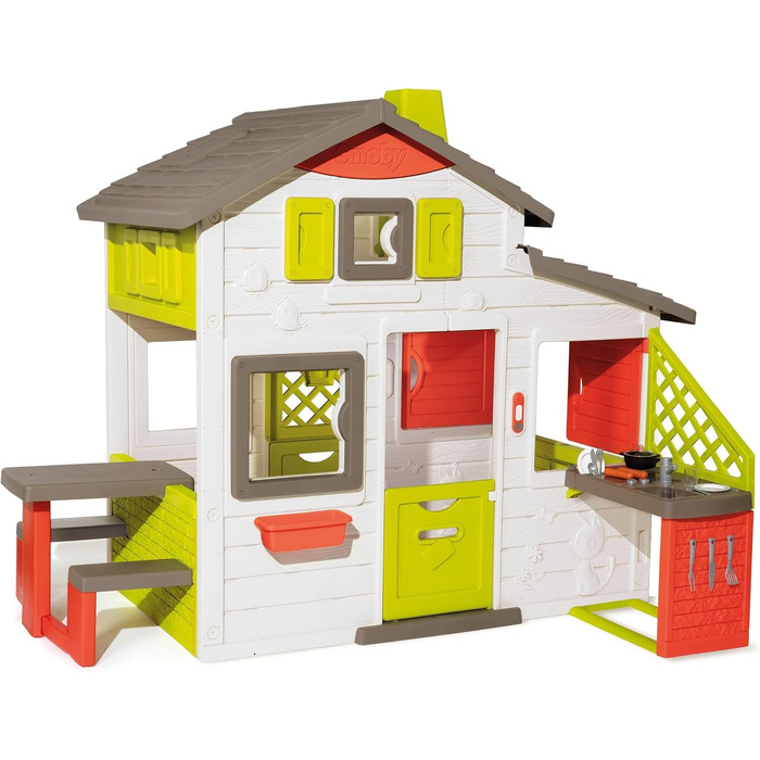 Дитячий будиночок Smoby Neo Friends Haus – для хлопчиків та дівчаток від 3 років, з кухнею, розширюваний, для вулиці та дому